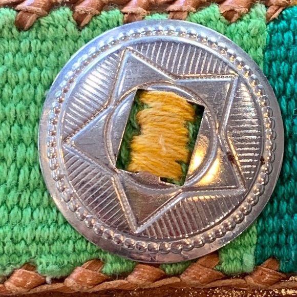 Vintage Guatemalan Woven Leather Concho Belt - Picture 11 of 17